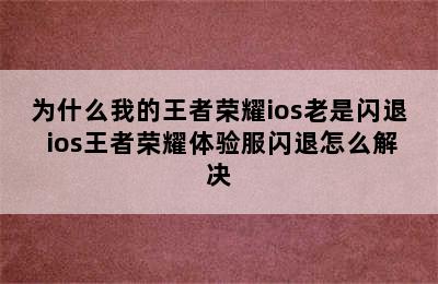 为什么我的王者荣耀ios老是闪退 ios王者荣耀体验服闪退怎么解决